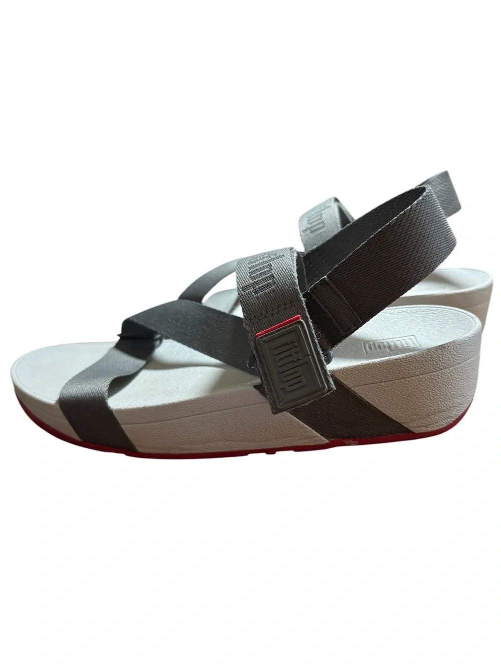 Fitflop Gray Strappy Sandals with Light Gray Footbed and Nylon Strap